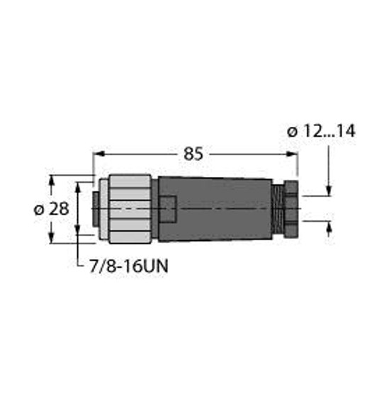 Turck Bkv4140-0/16 Accessories for Fieldbus Systems, Field-Wireable Connector, 7/8 Female, Straight"
