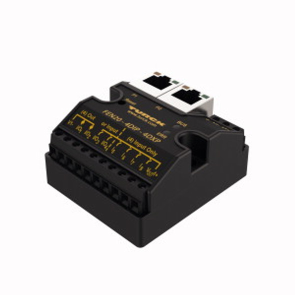 Turck Fen20-4Dip-4Dxp Compact IP20 Multiprotocol Ethernet I/O Station, 4 Digital PNP Inputs and 4 Configurable Digital PNP Channels