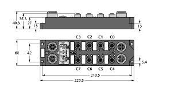 Turck Fdnp-L0808H-Tt I/O Module for DeviceNet, 8 digital npn/pnp inputs, 8 digital outputs 2 A