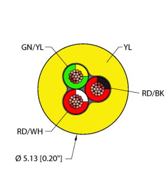 Turck Yel,Pvc,3X22,Itc,Msha Instrumentation Tray Cable, Reelfast Bulk Cable