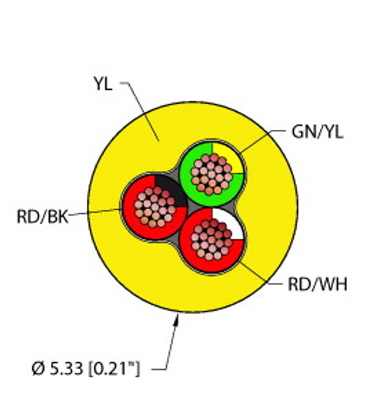 Turck Yel,Tpu,3X18,Awm,Msha General Purpose Cable, Reelfast Bulk Cable