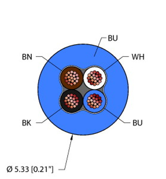 Turck Blu,Pvc,4X22,Itc,Msha Instrumentation Tray Cable, Reelfast Bulk Cable