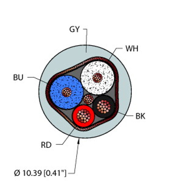 Turck Gry,Tpu,1Stpx15+1Stpx18,S-Dfb,Awm,Dn Fieldbus Technology Cable, Reelfast Bulk Cable