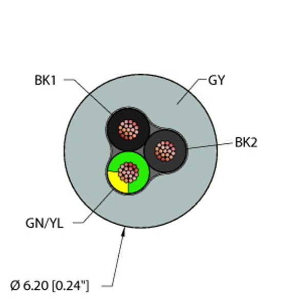 Turck Gry,Pvc,3X18,Itc,V2 Instrumentation Tray Cable, Reelfast Bulk Cable