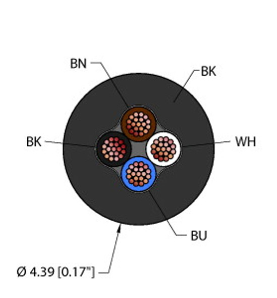 Turck Blk,Pvc,4X26,Awm General Purpose Cable, Reelfast Bulk Cable