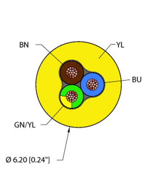 Turck Yel,Pvc,3X18,Itc,Msha,V3 Instrumentation Tray Cable, Reelfast Bulk Cable