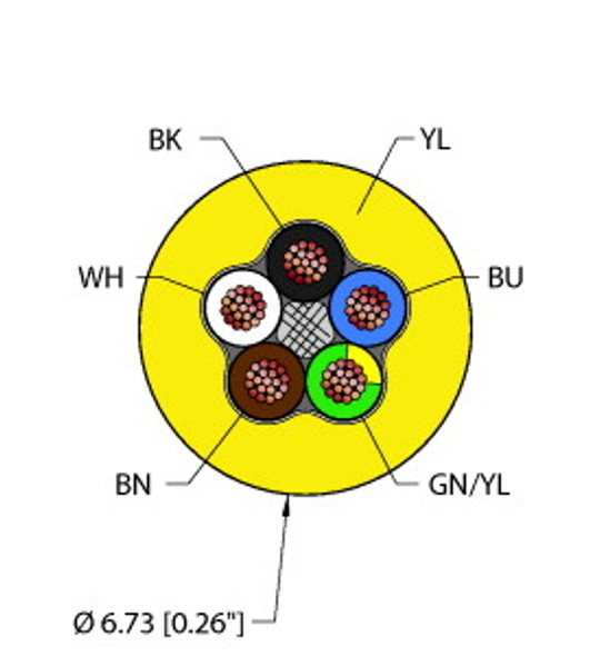 Turck Yel,Tpe,5X18,Awm,Fl20,Ctrack Flexlife Cable, Reelfast Bulk Cable