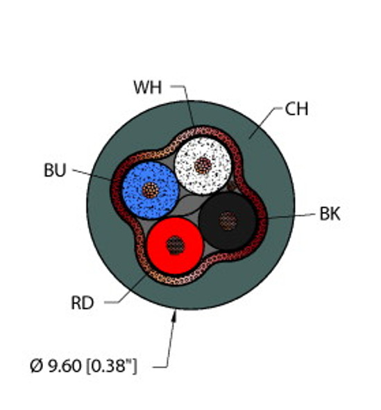 Turck Cha,Tpe,1Stpx16+1Stpx20,S-Db,Awm,Dn,Fl Fieldbus Technology Cable, Reelfast Bulk Cable