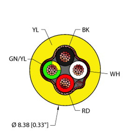 Turck Yel,Pvc,4X16,S-Fdb,Itc Instrumentation Tray Cable, Reelfast Bulk Cable