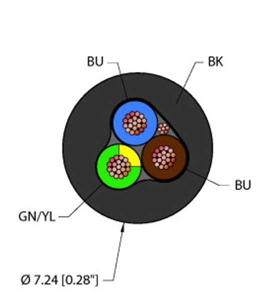 Turck Blk,Pvc,1Stpdx18+1X18,Itcerdb,Ms40 Instrumentation Tray/Exposed Run/Direct Burial Cable, Reelfast Bulk Cable