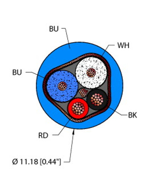 Turck Blu,Pvc,1Stpx15+1Stpx18,S-Dfb,Pltc,Dn Fieldbus Technology Cable, Reelfast Bulk Cable