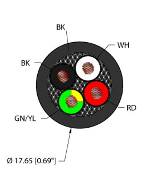 Turck Blk,Tpe,4X12,Tcerdb,Stoow Power Tray/Exposed Run/Direct Burial Cable, Reelfast Bulk Cable