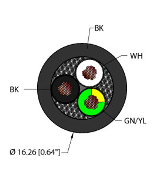 Turck Blk,Tpe,3X12,Tcerdb,Stoow Power Tray/Exposed Run/Direct Burial Cable, Reelfast Bulk Cable