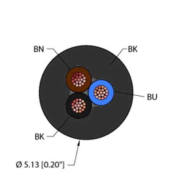 Turck Blk,Tpu,3X20,Awm,Msha General Purpose Cable, Reelfast Bulk Cable