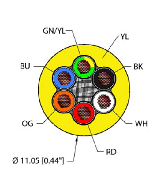 Turck Yel,Tpe,6X16,Tcerdb Power Tray/Exposed Run/Direct Burial Cable, Reelfast Bulk Cable