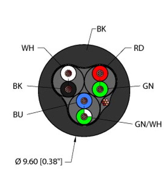 Turck Blk,Pvc,3Utpx22,S-Df,Itc Instrumentation Tray Cable, Reelfast Bulk Cable