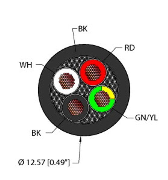 Turck Blk,Pvc,4X12,Tcerdb Power Tray/Exposed Run/Direct Burial Cable, Reelfast Bulk Cable