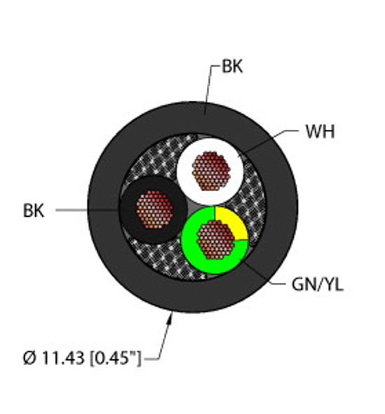 Turck Blk,Pvc,3X12,Tcerdb Power Tray/Exposed Run/Direct Burial Cable, Reelfast Bulk Cable