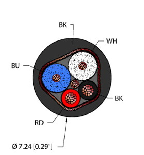 Turck Blk,Tpe,1Stpx18+1Stpx22,S-Dfb,Awm,Dn Fieldbus Technology Cable, Reelfast Bulk Cable