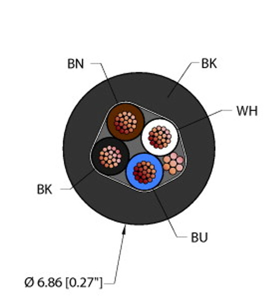Turck Blk,Tpu,4X22,S-Df,Awm General Purpose Cable, Reelfast Bulk Cable