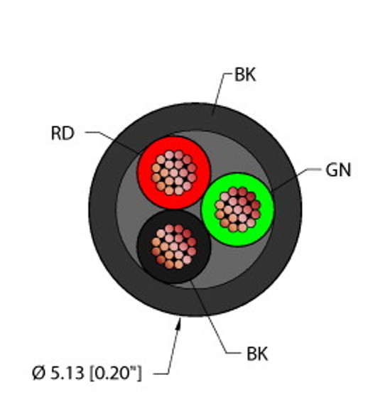 Turck Blk,Fep,3X18,Cmp General Purpose Cable, Reelfast Bulk Cable