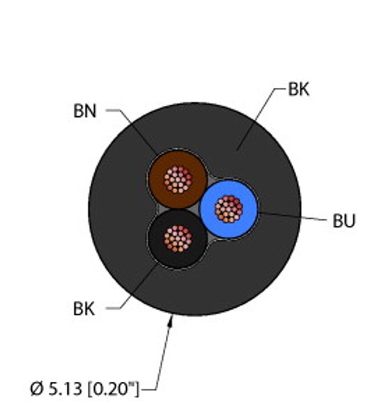 Turck Blk,Tpu,3X22,Awm,Fl General Purpose Cable, Reelfast Bulk Cable