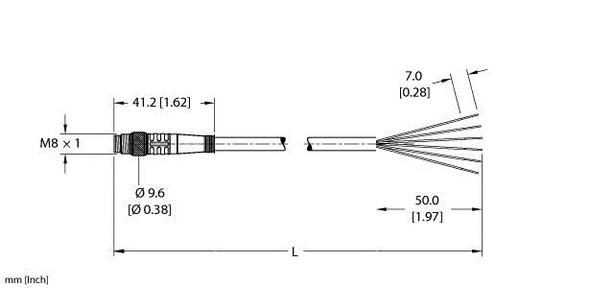 Turck Psg 6M-6 Single-ended Cordset, Straight Male Connector