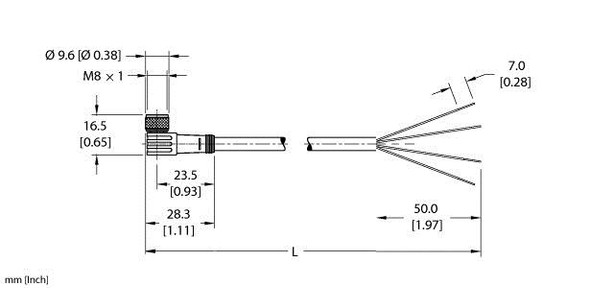 Turck Pkw 3M-10/S90/S618 Single-ended Cordset, Right angle Female Connector