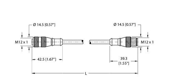 Turck Rk 4.6T-0.5-Rs 4.6T Actuator and Sensor Cable, Extension Cable