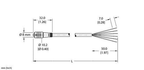 Turck Pkg 6Z-3 Single-ended Cordset, Straight Female Connector