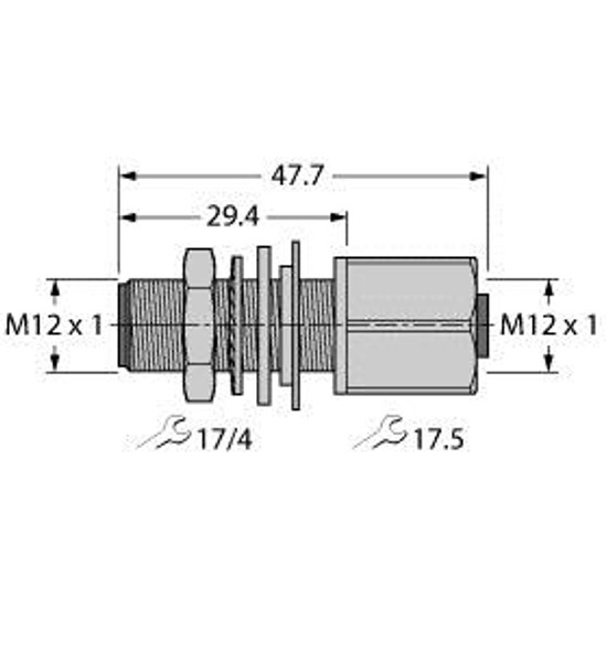 Turck Fk Fs 4.5/M12 Accessories for Fieldbus Systems, Wall Feedthrough