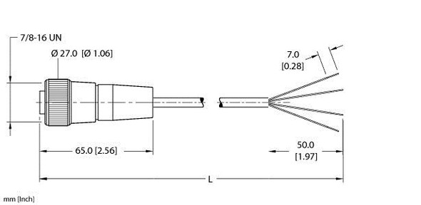 Turck Rkm 48A-4M Single-ended Cordset, Straight Female Connector