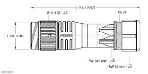 Turck Bs 71101-0/21 11/8 Round Connector, "