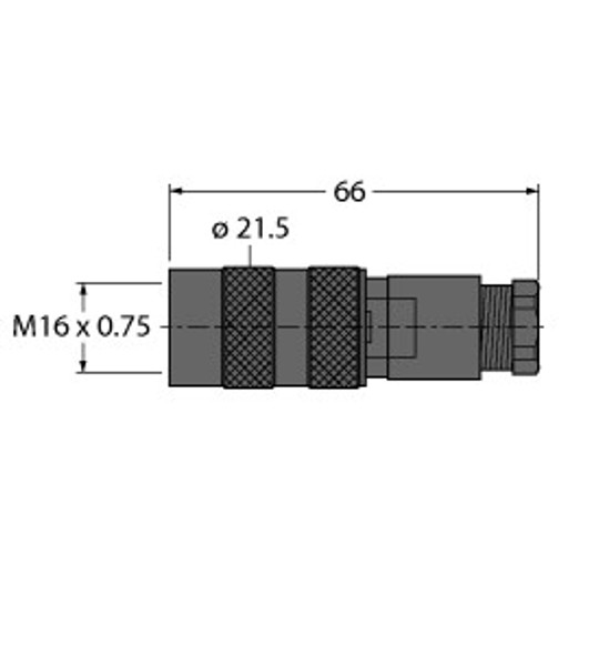 Turck Bk 14-0 Field-Wireable Connector, Female M16ÿÿ0.75, straight