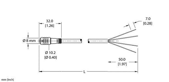 Turck Pkg 3Z-6/S90/S618 Single-ended Cordset, Straight Female Connector