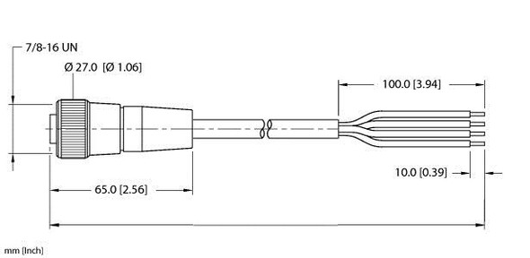 Turck Rkm 44-2M Power Cable, Connection Cable