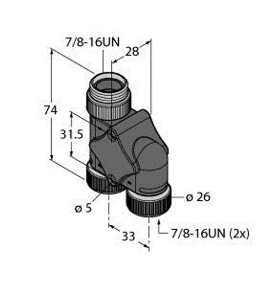 Turck Xsh-Rsm-2Rkm 57/K1T DeviceNet? Splitter, Small h body