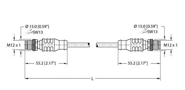 Turck Rssx Rssx 860-5M Fieldbus Cable, Extension Cable