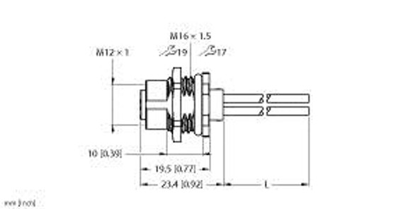 Turck Fkfd46Pt-2/M16 Power Receptacle, Rear Mount