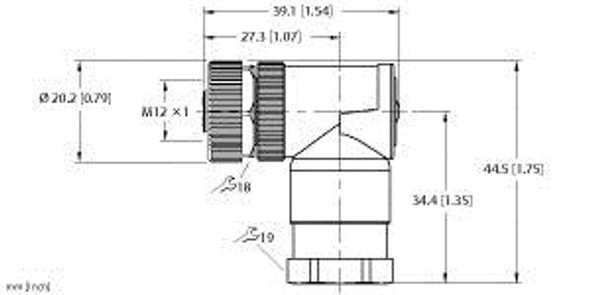 Turck Wk46Pt-S-0 M12 Power, Field-Wireable Connector, Female Connector, M12ÿÿ1, Angled