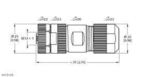 Turck Rk56Pl-S-0 M12 Power, Field-Wireable Connector, Female Connector, M12ÿÿ1, Straight