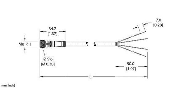 Turck Pkg 3M-2/S90/S618 Single-ended Cordset, Straight Female Connector