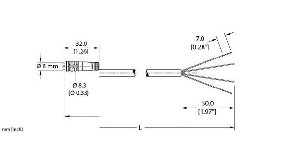 Turck Pkg 4-6 Single-ended Cordset, Straight Female Connector