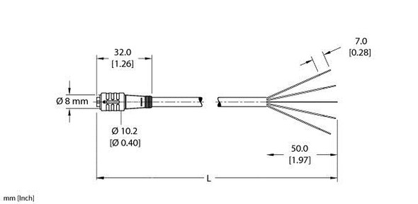 Turck Pkg 4Z-2/S90/S618 Single-ended Cordset, Straight Female Connector