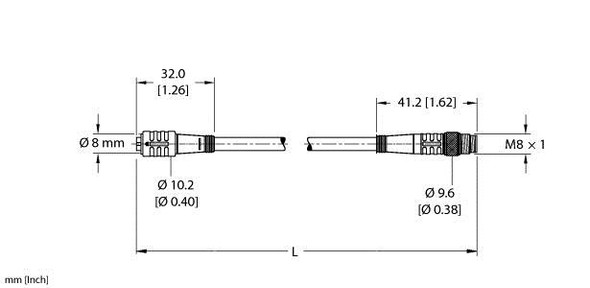 Turck Pkg 6Z-2-Psg 6M Actuator and Sensor Cordset, Extension Cable