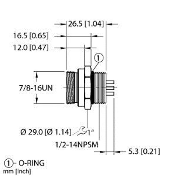 Turck Rsfl 36 Single-ended Receptacle, Male Receptacle