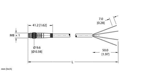 Turck Psg 4M-25 Single-ended Cordset, Straight Male Connector