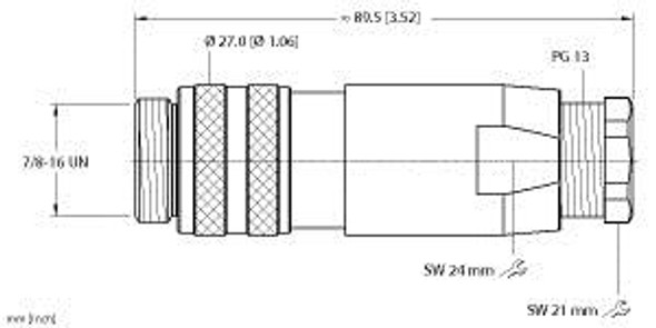 Turck Bs 4141-0/13.5 7/8 Connection, "