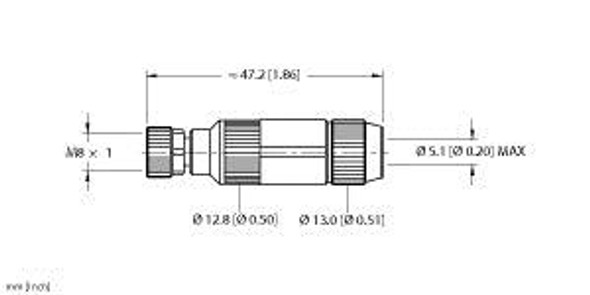 Turck B 5136-0 Straight Female Field-wireable, M8 threaded Connection