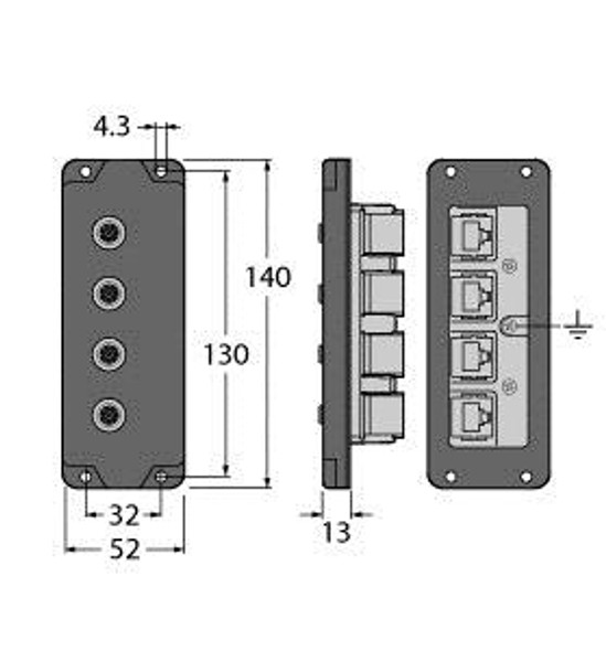 Turck Bic-84-E424 Accessories for Fieldbus Systems, Wall/panel feed-through